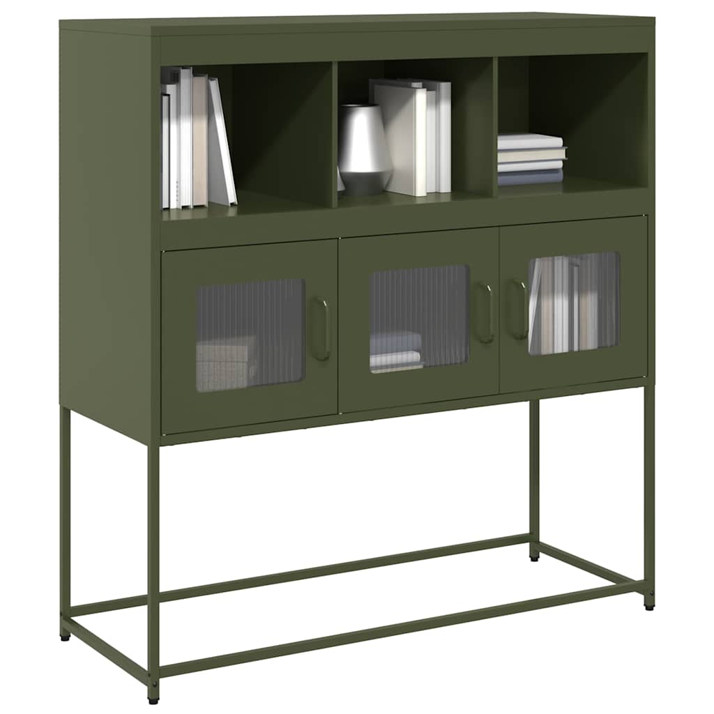 Credenza Verde Oliva 100,5x39x107 cm Acciaio Laminato a Freddo