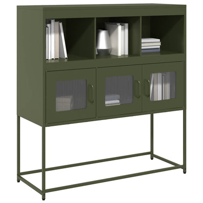 Credenza Verde Oliva 100,5x39x107 cm Acciaio Laminato a Freddo