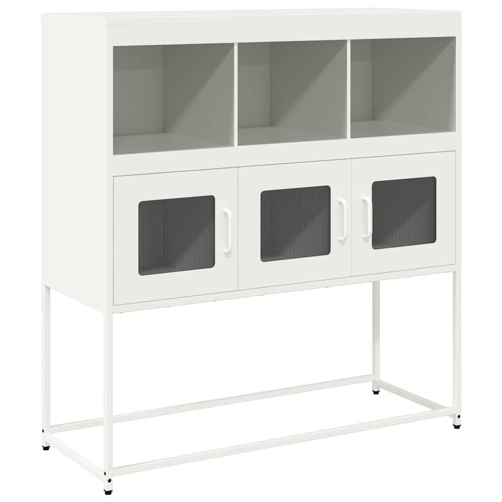 Credenza Bianca 100,5x39x107 cm in Acciaio Laminato a Freddo