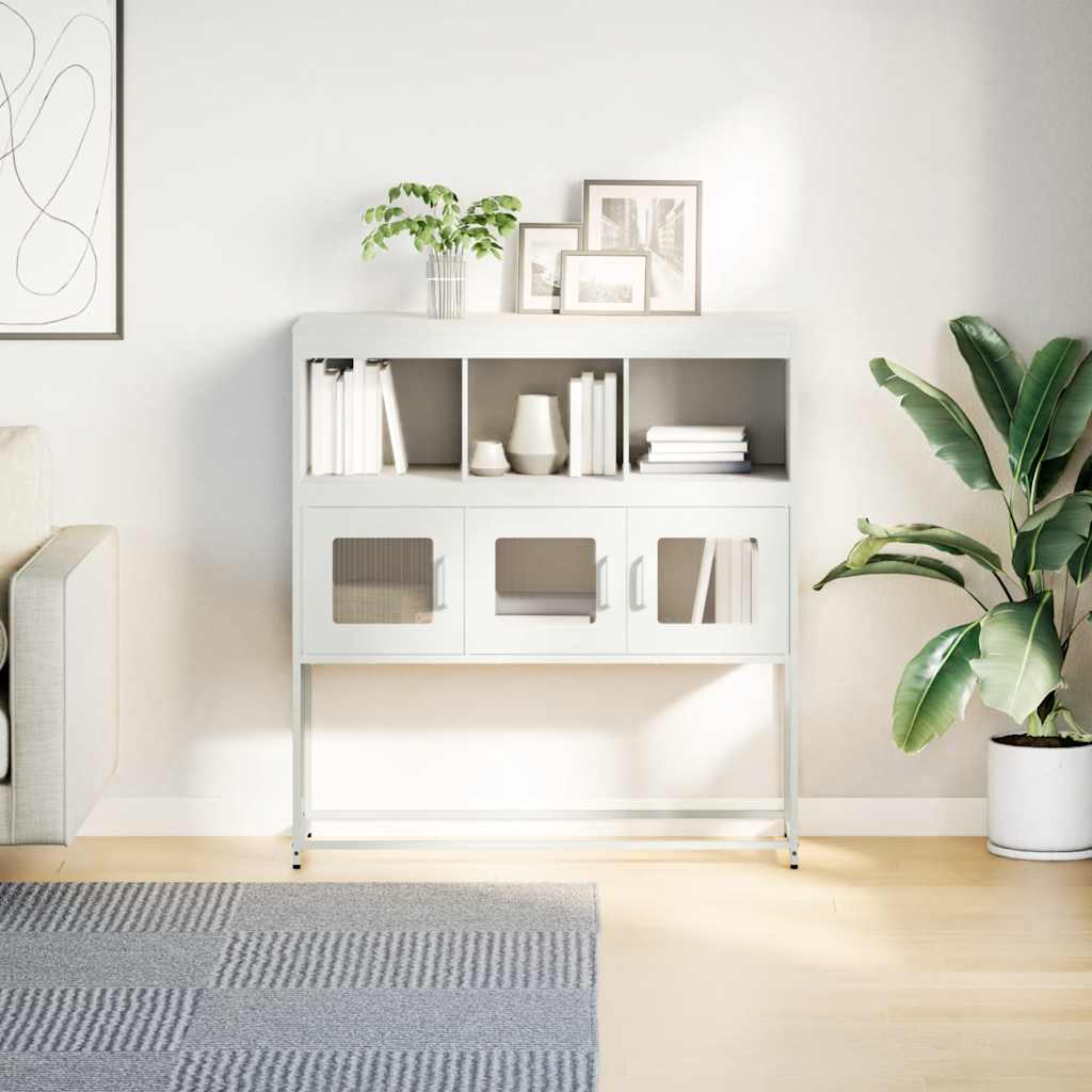 Credenza Bianca 100,5x39x107 cm in Acciaio Laminato a Freddo