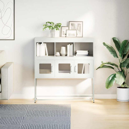 Credenza Bianca 100,5x39x107 cm in Acciaio Laminato a Freddo