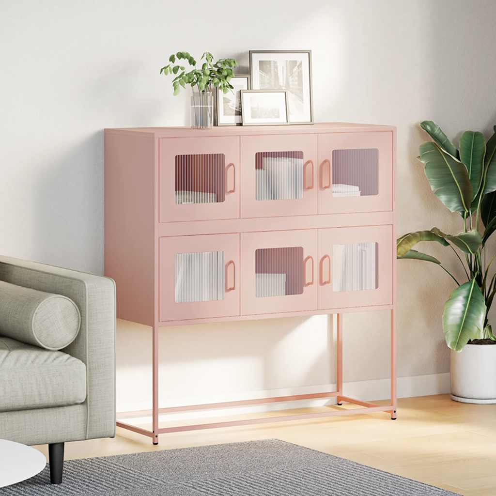 Credenza Rosa 100,5x39x107 cm in Acciaio Laminato a Freddo