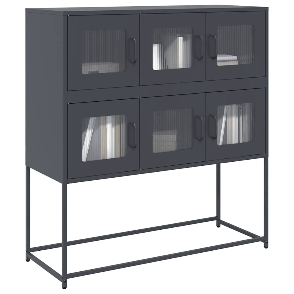 Credenza Antracite 100,5x39x107 cm in Acciaio Laminato a Freddo