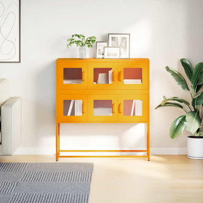 Credenza Giallo Senape 100,5x39x107cm Acciaio Laminato Freddo
