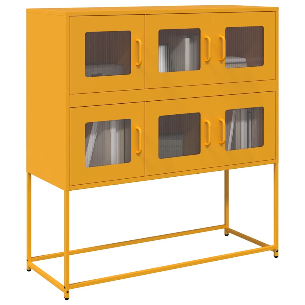 Credenza Giallo Senape 100,5x39x107cm Acciaio Laminato Freddo
