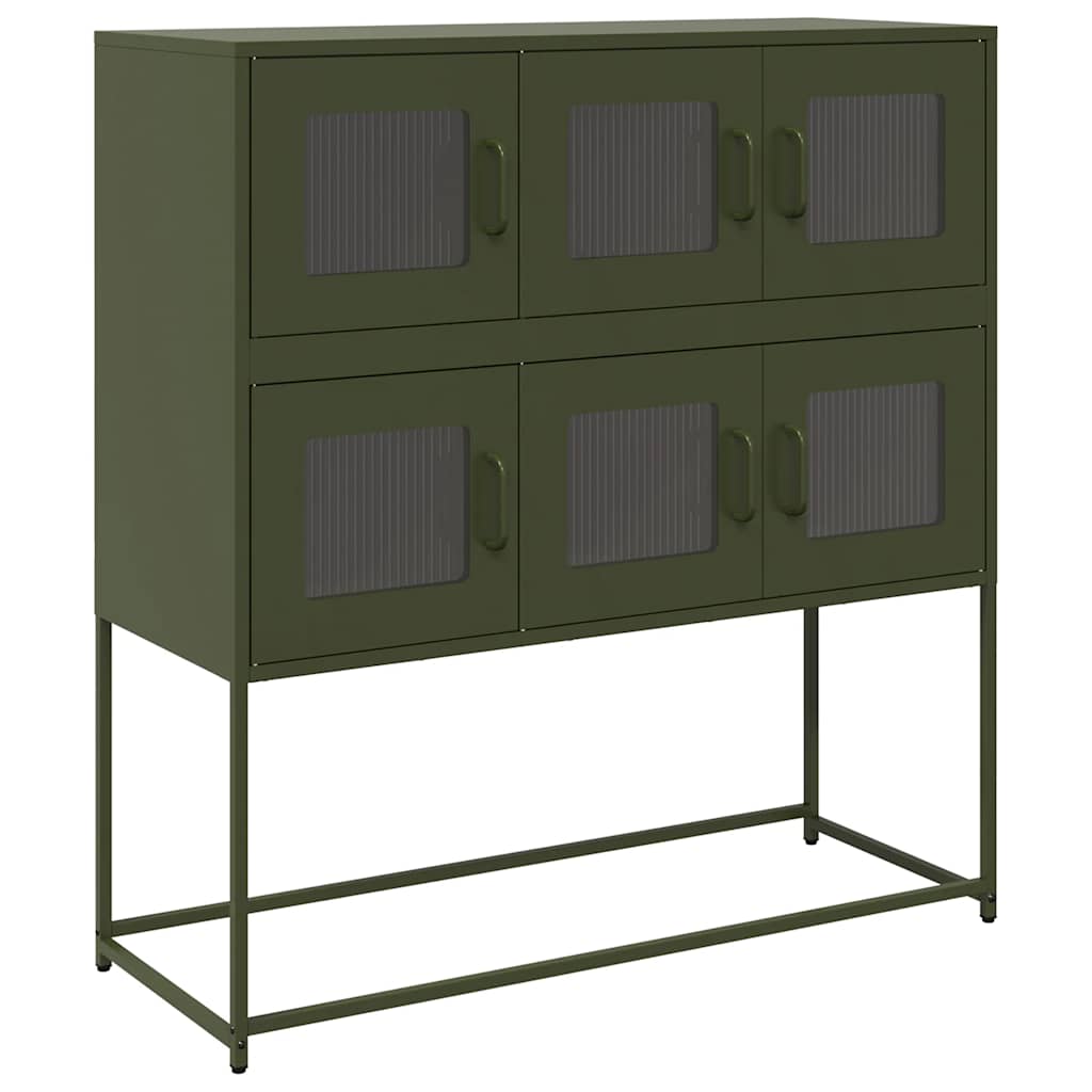 Credenza Verde Oliva 100,5x39x107 cm Acciaio Laminato a Freddo