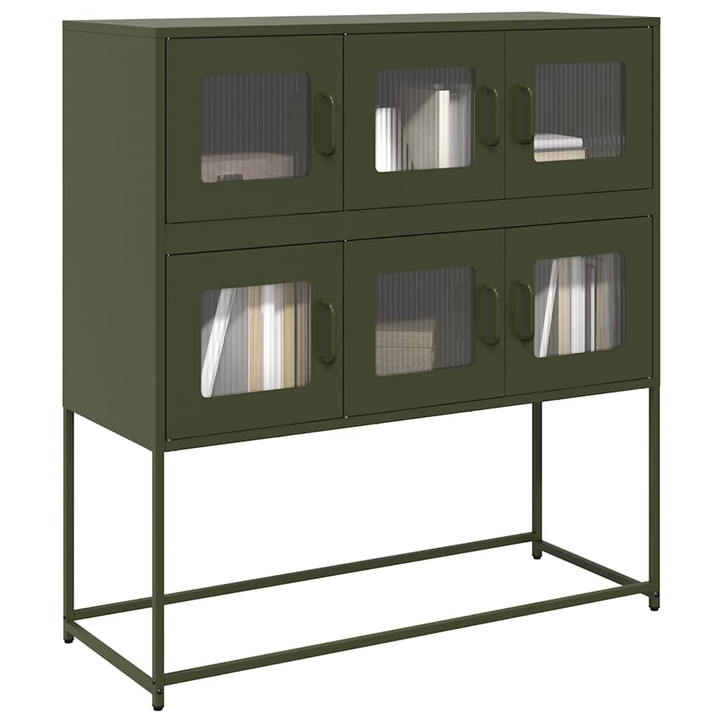 Credenza Verde Oliva 100,5x39x107 cm Acciaio Laminato a Freddo