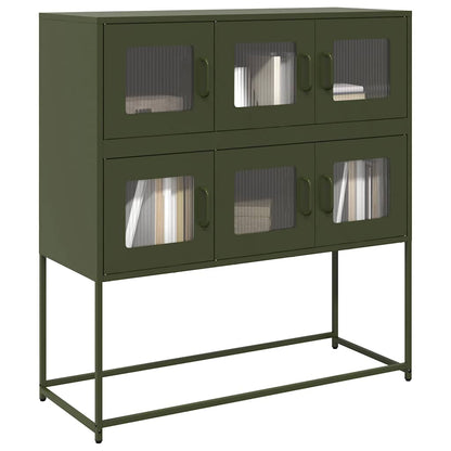 Credenza Verde Oliva 100,5x39x107 cm Acciaio Laminato a Freddo
