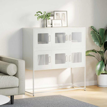 Credenza Bianca 100,5x39x107 cm in Acciaio Laminato a Freddo
