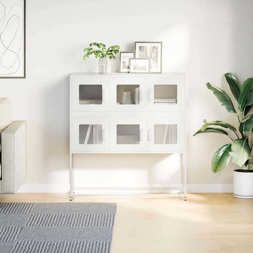 Credenza Bianca 100,5x39x107 cm in Acciaio Laminato a Freddo