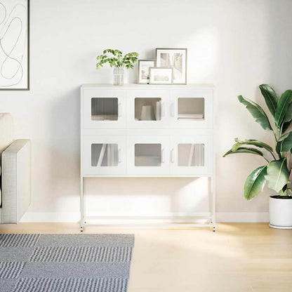 Credenza Bianca 100,5x39x107 cm in Acciaio Laminato a Freddo