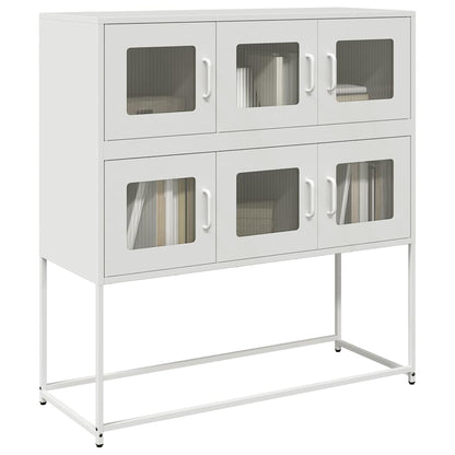 Credenza Bianca 100,5x39x107 cm in Acciaio Laminato a Freddo