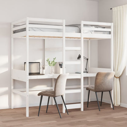 Giroletto Soppalco con Scrivanie e Ripiani Bianco 90x200cm Pino