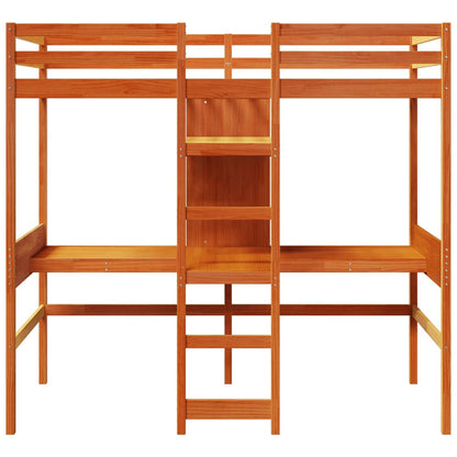 Giroletto Soppalco Scrivanie Ripiani Marrone Cera 90x200cm Pino