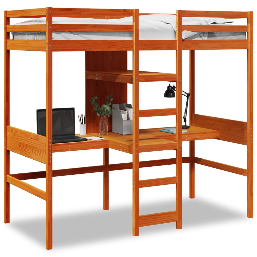 Giroletto Soppalco senza Materasso Marrone Cera 90x190cm Pino