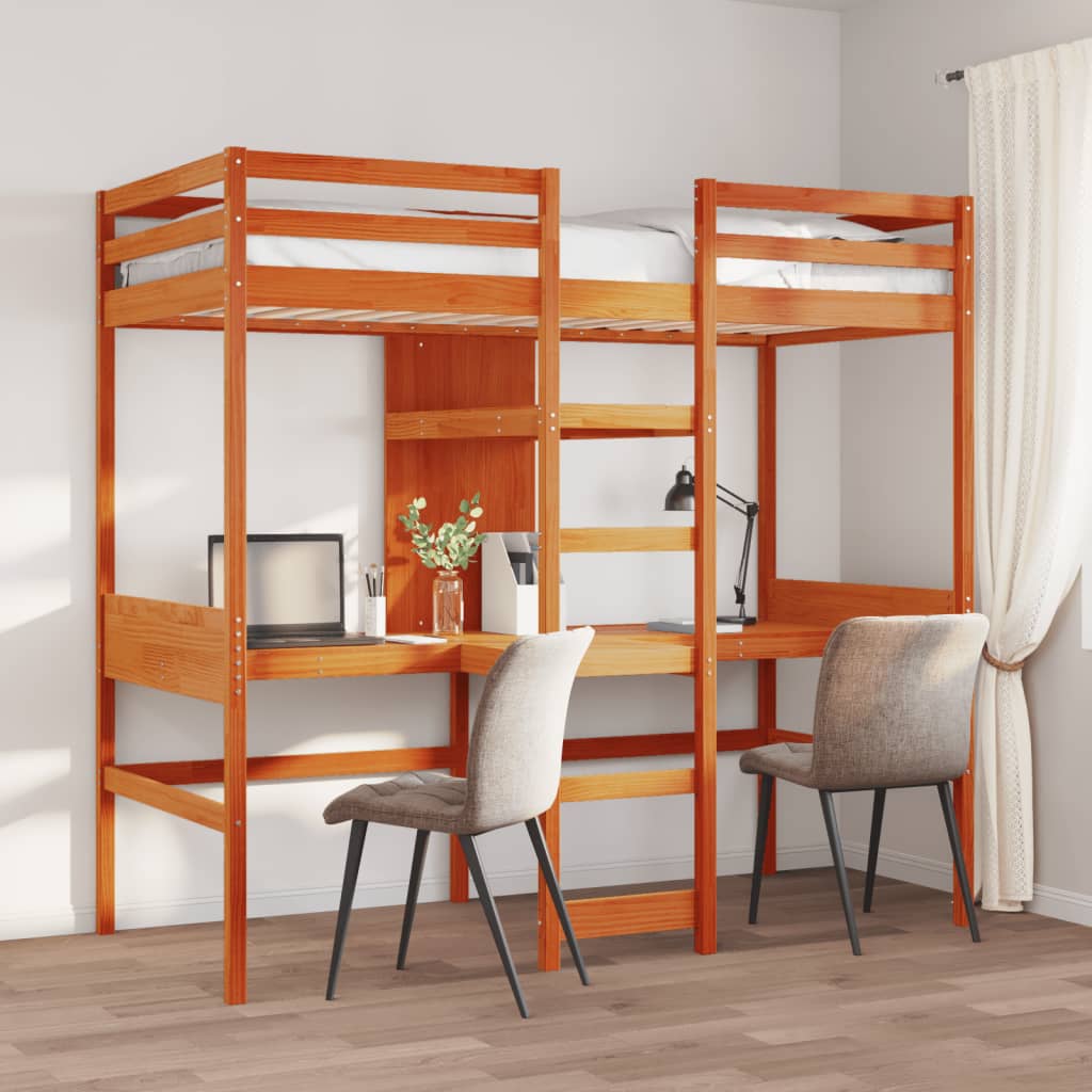 Giroletto Soppalco senza Materasso Marrone Cera 90x190cm Pino