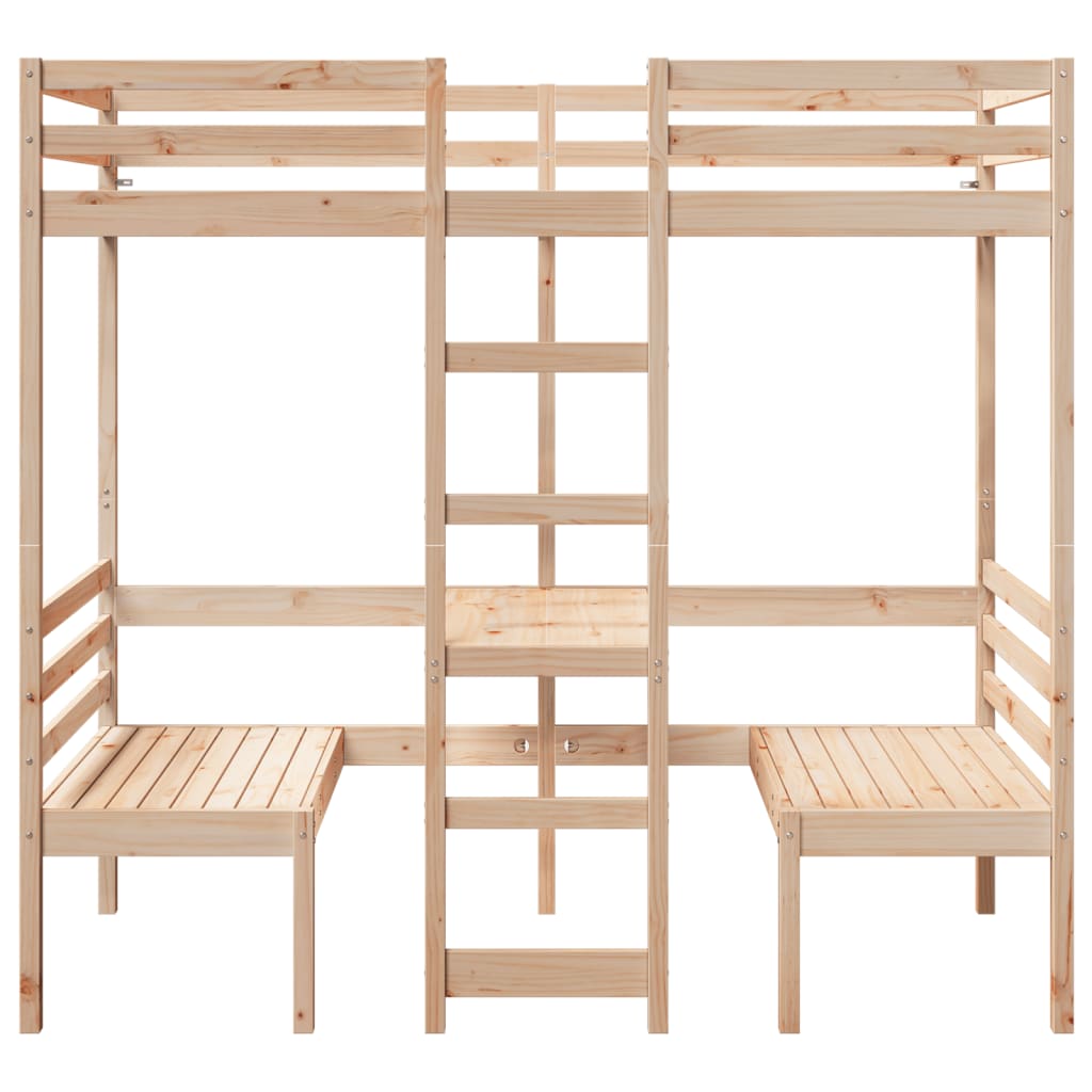Giroletto Soppalco con Scrivania e Sedie 90x200cm Legno Pino
