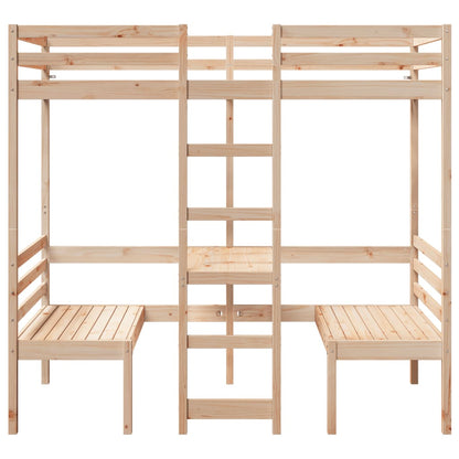 Giroletto Soppalco con Scrivania e Sedie 90x200cm Legno Pino