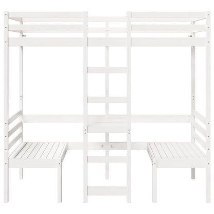 Giroletto Soppalco con Scrivania e Sedie Bianco 80x200cm Pino
