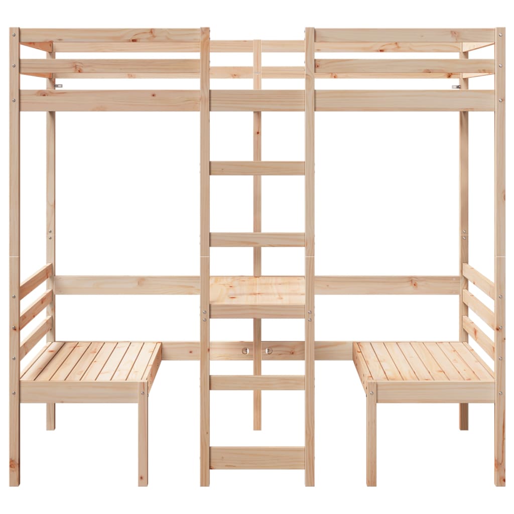 Giroletto Soppalco con Scrivania e Sedie 90x190cm Legno Pino