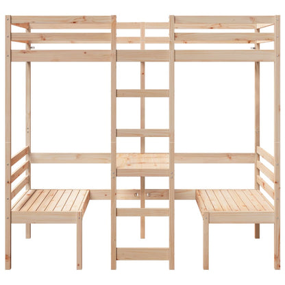Giroletto Soppalco con Scrivania e Sedie 90x190cm Legno Pino