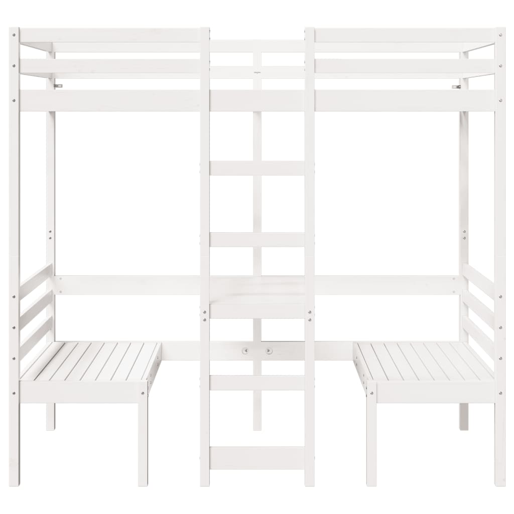 Giroletto Soppalco con Scrivania e Sedie Bianco 90x190cm Pino