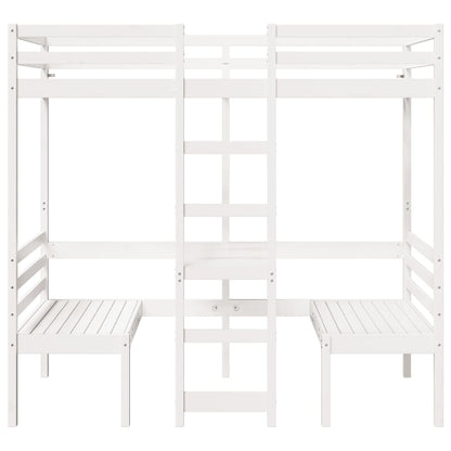 Giroletto Soppalco con Scrivania e Sedie Bianco 90x190cm Pino