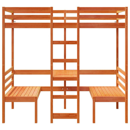 Giroletto Soppalco Scrivania e Sedie Marrone Cera 75x190cm Pino