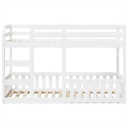 Letto a Castello Bianco 90x190 cm in Legno Massello di Pino