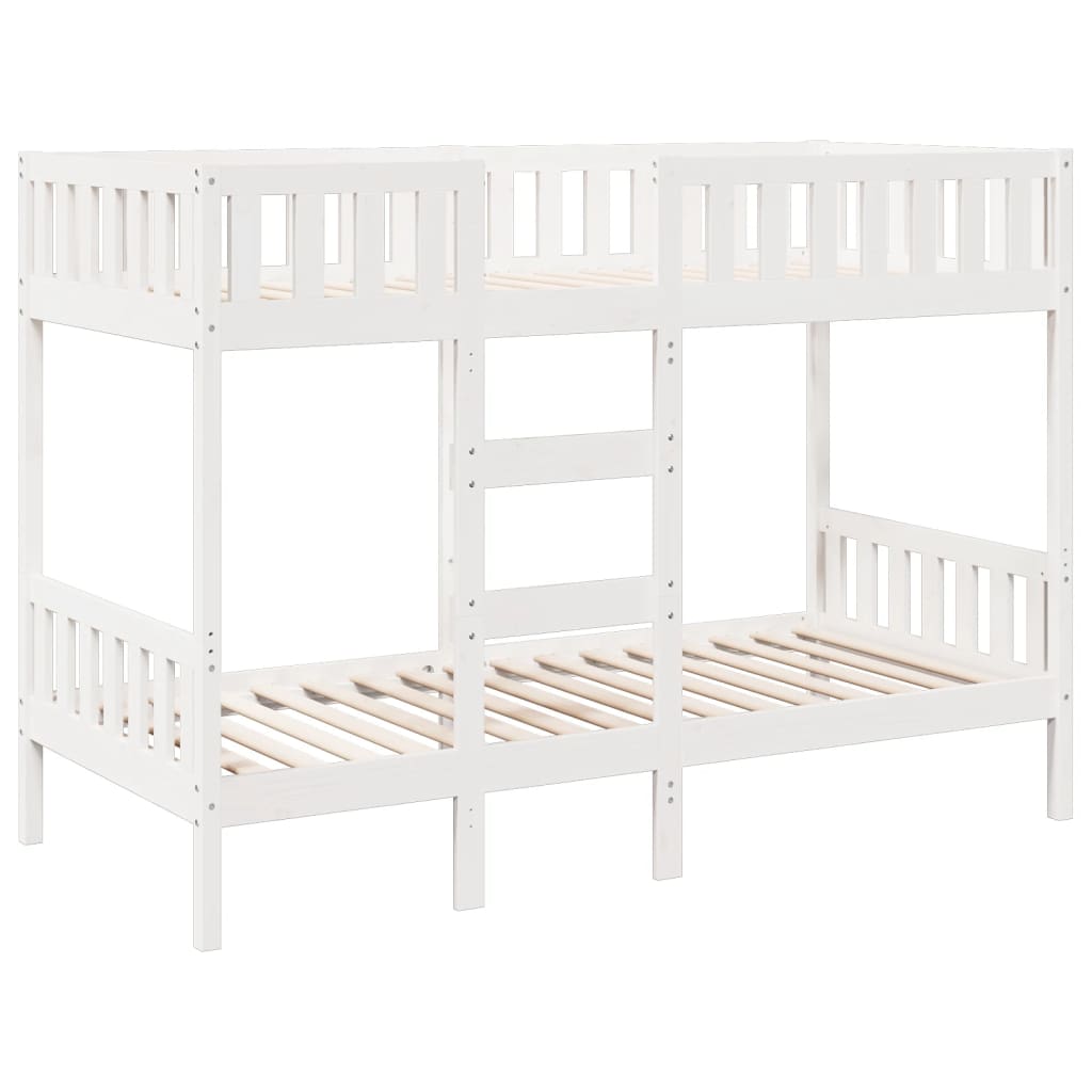 Letto a Castello Bianco 90x190 cm in Legno Massello di Pino