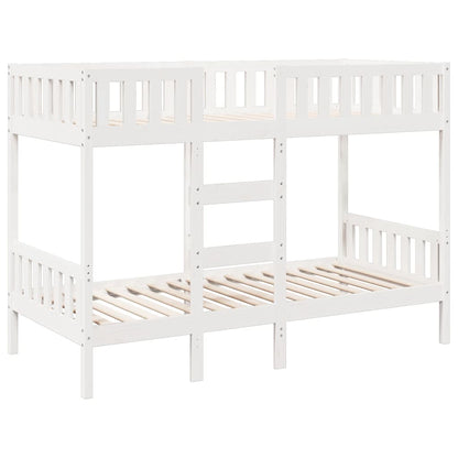 Letto a Castello Bianco 90x190 cm in Legno Massello di Pino