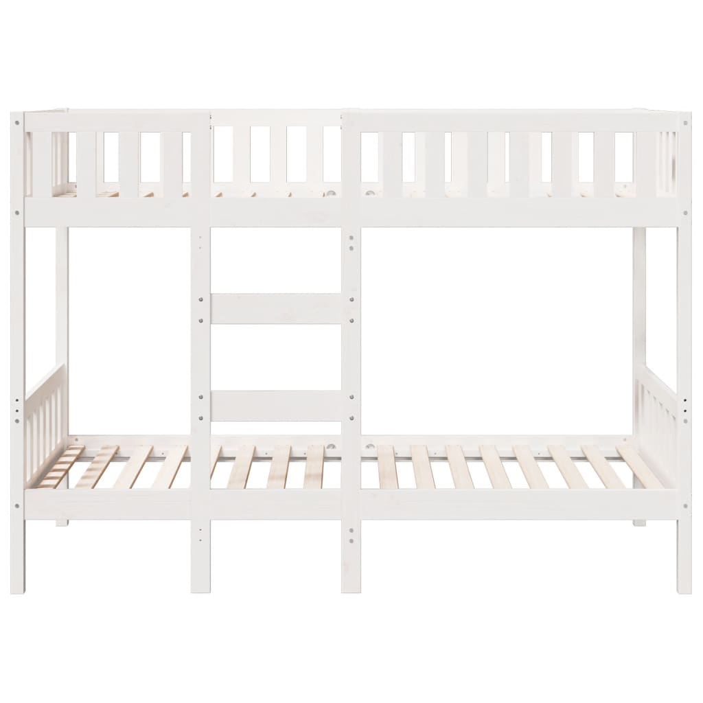 Letto a Castello Bianco 90x190 cm in Legno Massello di Pino