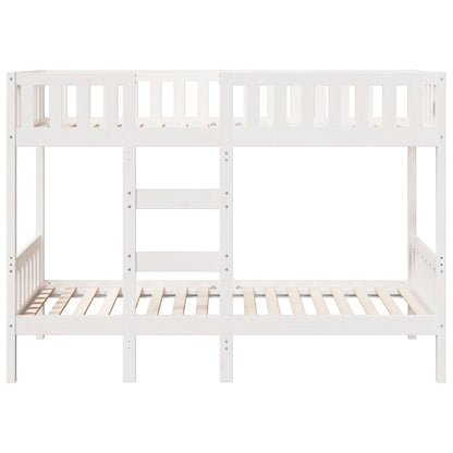 Letto a Castello Bianco 90x190 cm in Legno Massello di Pino