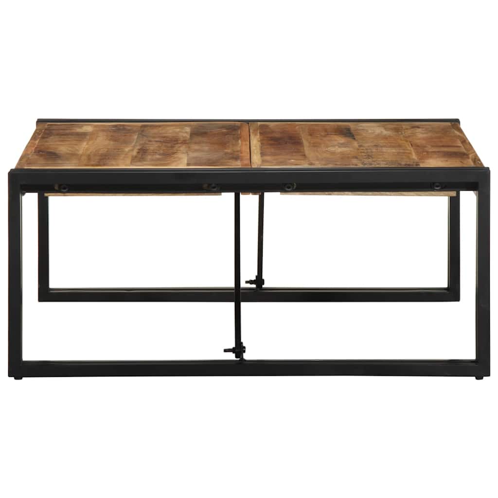 Tavolino 80x80x35 cm in Legno Massello di Mango Grezzo