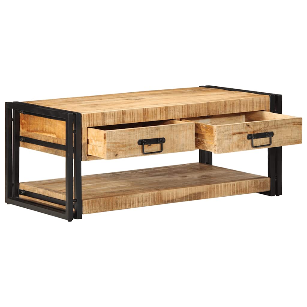 Tavolino da Salotto 90x50x38 cm Legno Massello di Mango Grezzo