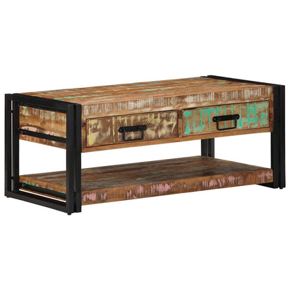 Tavolino Salotto Multicolore 90x50x38cm Legno Massello Recupero