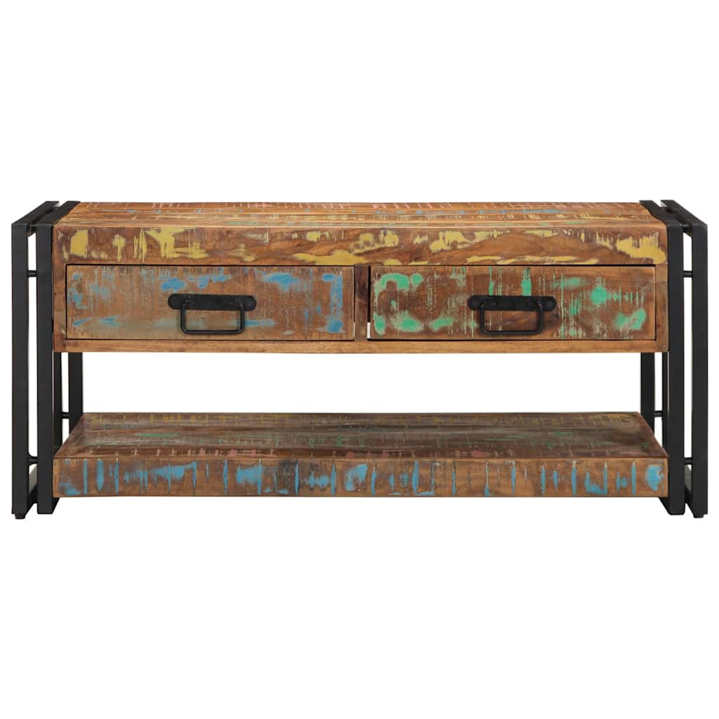 Tavolino Salotto Multicolore 90x50x38cm Legno Massello Recupero