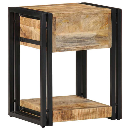 Comodino 40x35x50 cm in Legno Grezzo Massello di Mango