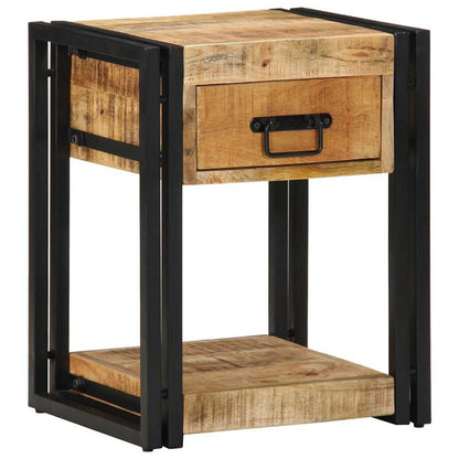 Comodini 2 pz 40x35x50 cm in Legno Massello di Mango Grezzo