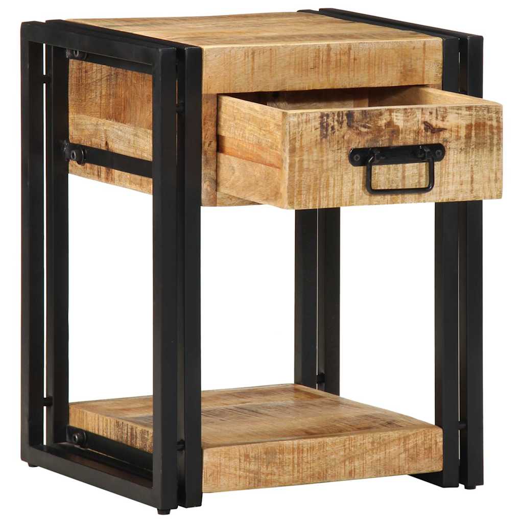 Comodini 2 pz 40x35x50 cm in Legno Massello di Mango Grezzo