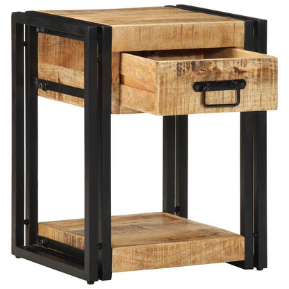 Comodini 2 pz 40x35x50 cm in Legno Massello di Mango Grezzo