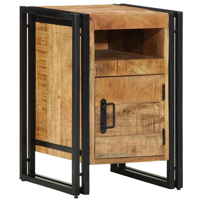 Comodino 40x40x59 cm in Legno Grezzo Massello di Mango