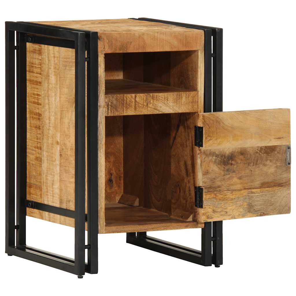 Comodino 40x40x59 cm in Legno Grezzo Massello di Mango