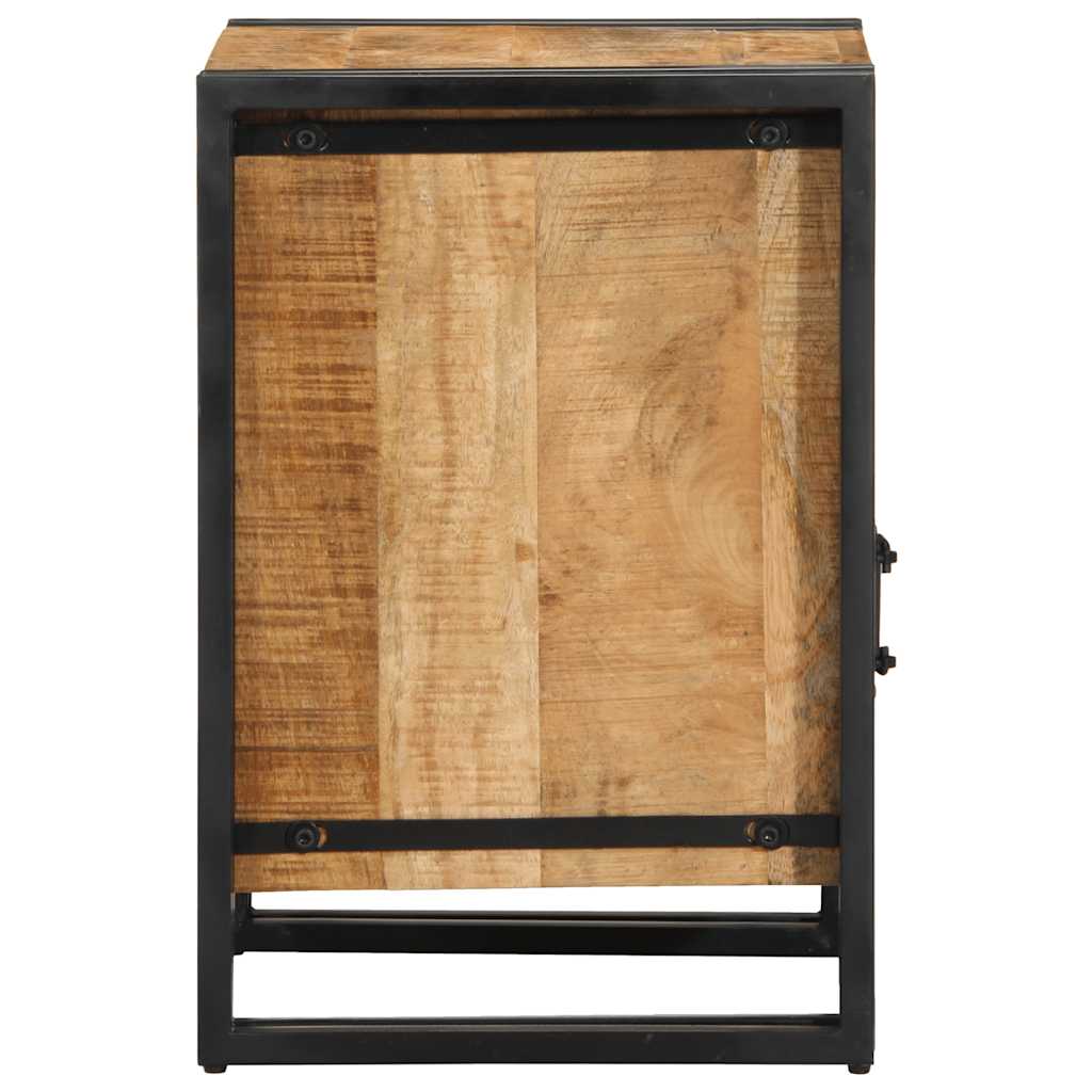 Comodino 40x40x59 cm in Legno Grezzo Massello di Mango