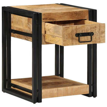 Comodino 40x40x50 cm in Legno Grezzo Massello di Mango