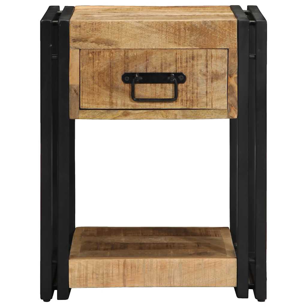 Comodini 2 pz 40x40x50 cm in Legno Massello di Mango Grezzo
