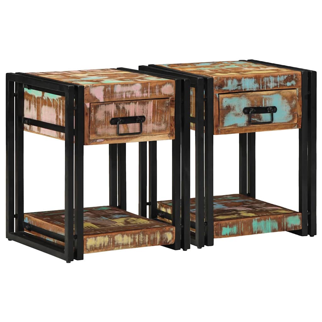 Armadio da Notte con cassetto 2 pcs Multicolore 40 x 40 x 50 cm