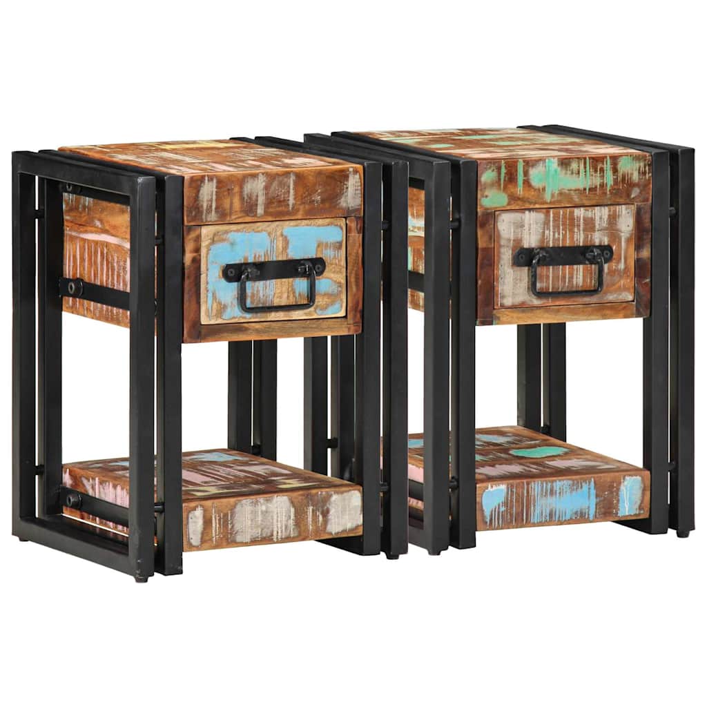 Armadio da Notte con cassetto 2 pcs Multicolore 30 x 30 x 40 cm