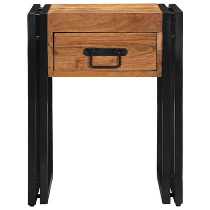 Tavolino con cassetto 40 x 40 x 50 cm Legno di Acacia Massello