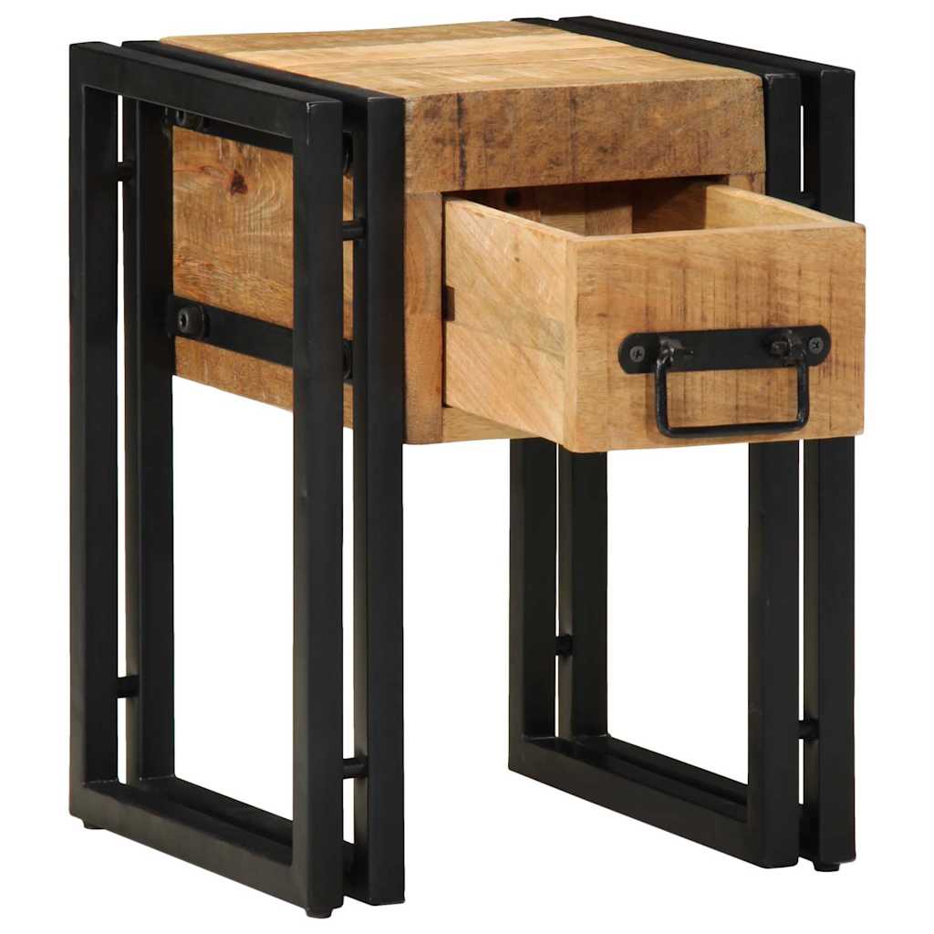 Tavolino Marrone e Nero 30 x 30 x 40 cm Legno di mango massello